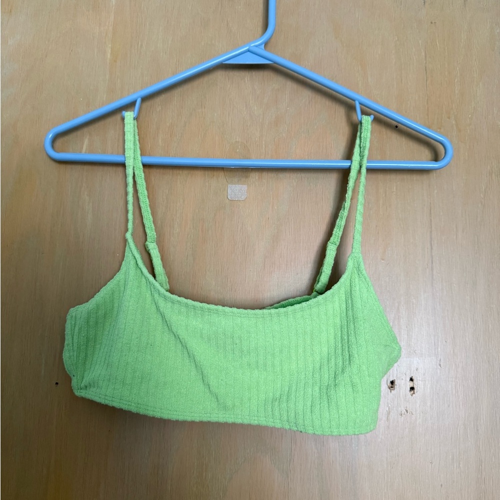 Lime Green Ribbed Swim Top